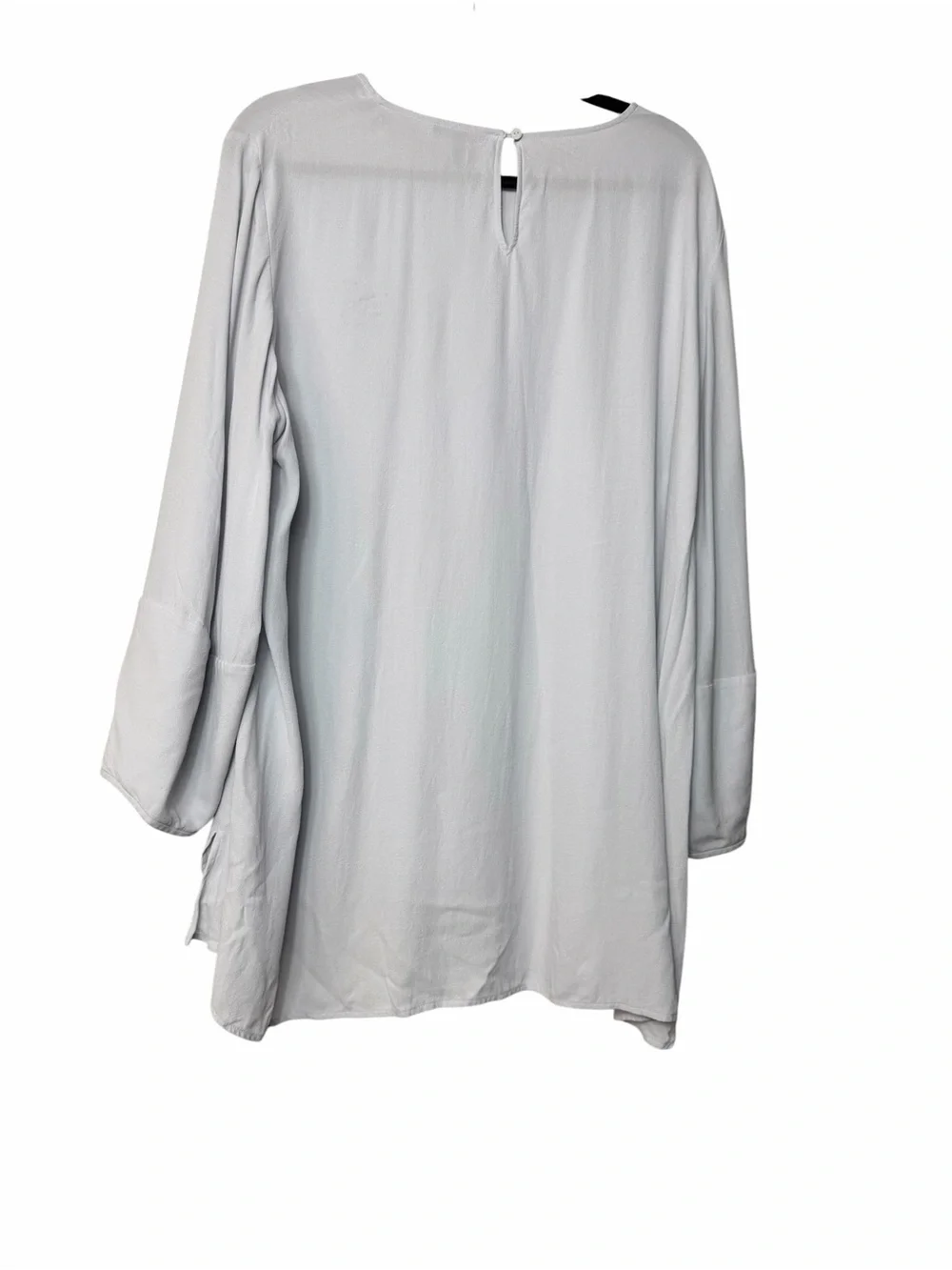 Eileen Fisher System 100% Silk Size XLarge Light Gray Top 3/4 Sleeves Crew Neck